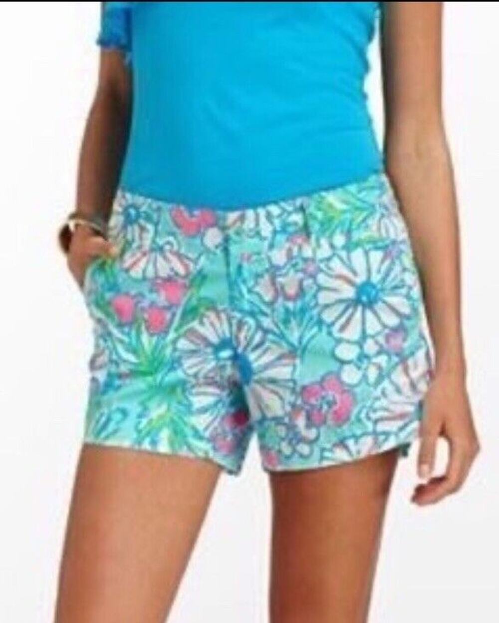Lilly Pulitzer Callahan Short Womens Sz 00 Splish Splash 5" Inseam Cotton Daisy
